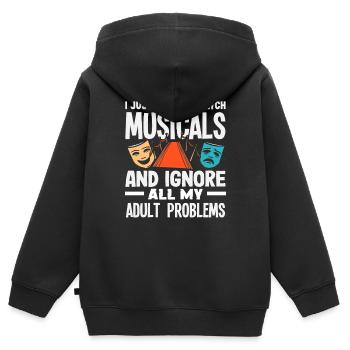 Musical Liebhaber Ich Will Musicals Sehen - Kinder Premium Organic Zip Hoodie - Schwarz - Hinten - AI Model Kid Male (0cm)