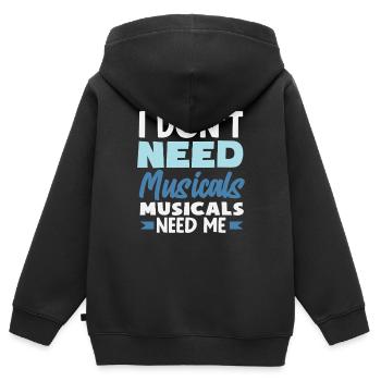 Musical Liebhaber: Musicals Brauchen Mich - Kinder Premium Organic Zip Hoodie - Schwarz - Hinten - AI Model Kid Male (0cm)