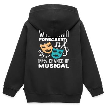 Musical Lover: Wochenende Prognose Musical - Kinder Premium Organic Zip Hoodie - Schwarz - Hinten - AI Model Kid Male (0cm)
