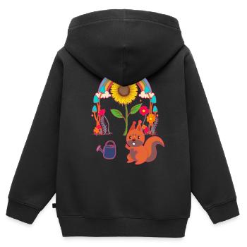 Eichhörnchen Kind Kinder - Kinder Premium Organic Zip Hoodie - Schwarz - Hinten - AI Model Kid Male (0cm)