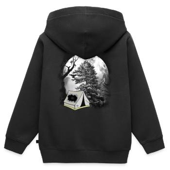 Zelt zelten Wald Waldbewohner Camping Campen - Kinder Premium Organic Zip Hoodie - Schwarz - Hinten - AI Model Kid Male (0cm)