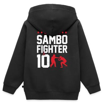 Kids Sambo Fighter - This little Sambo fighter is - Kids Premium Organic Zip-up Hoodie - black - Back - AI Model Kid Male (0cm)