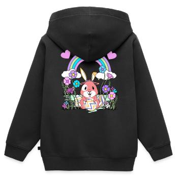 Ostern - Kinder Premium Organic Zip Hoodie - Schwarz - Hinten - AI Model Kid Male (0cm)