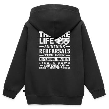 Musical Liebhaber Theater Leben Vorhang Hoch - Kinder Premium Organic Zip Hoodie - Schwarz - Hinten - AI Model Kid Male (0cm)