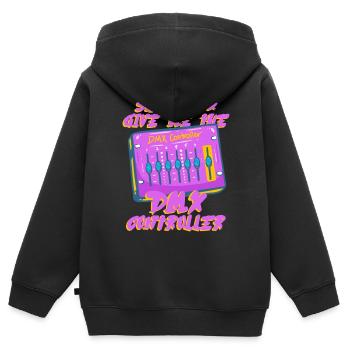 Technicien d’éclairage Technicien d’éclairage - Sweat Premium à capuche zippé enfant bio - noir - Dos - AI Model Kid Male (0cm)