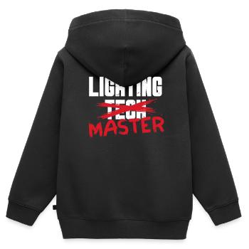 Technicien d’éclairage Lighting Master - Sweat Premium à capuche zippé enfant bio - noir - Dos - AI Model Kid Male (0cm)