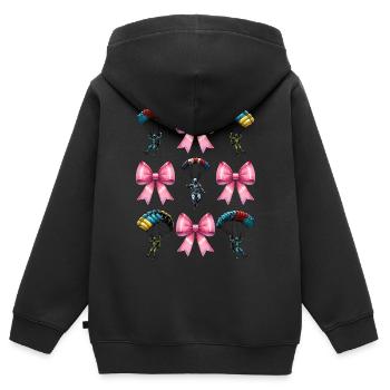 Coquette Bow Parachutisme - Sweat Premium à capuche zippé enfant bio - noir - Dos - AI Model Kid Male (0cm)