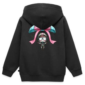 Coquette Bow Parachutisme - Sweat Premium à capuche zippé enfant bio - noir - Dos - AI Model Kid Male (0cm)