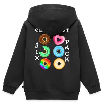 Schau dir meine Sixpack Donuts an - Kinder Premium Organic Zip Hoodie - Schwarz - Hinten - AI Model Kid Male (0cm)