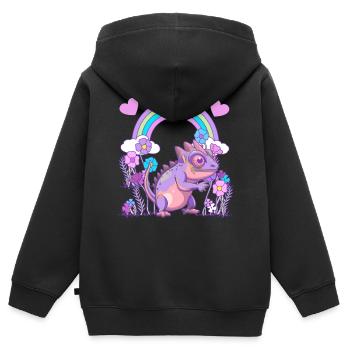 Lézard Dragon Dragon - Sweat Premium à capuche zippé enfant bio - noir - Dos - AI Model Kid Male (0cm)