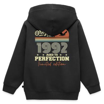 Original 1992 Geburtstagsgeschenk 1992 Retro 1992 - Kinder Premium Organic Zip Hoodie - Schwarz - Hinten - AI Model Kid Male (0cm)