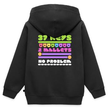 Vibraphone marimba 37 touches 2 maillets pas de problème - Sweat Premium à capuche zippé enfant bio - noir - Dos - AI Model Kid Male (0cm)