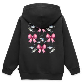 Coquette Bow Hameçon Pink Bow - Sweat Premium à capuche zippé enfant bio - noir - Dos - AI Model Kid Male (0cm)