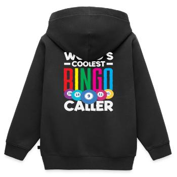 Bingo Spieler Weltbester Ansager - Kinder Premium Organic Zip Hoodie - Schwarz - Hinten - AI Model Kid Male (0cm)