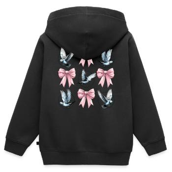 Coquette Bogen Taubenjagd Jäger rosa Schleife Mom - Kinder Premium Organic Zip Hoodie - Schwarz - Hinten - AI Model Kid Male (0cm)
