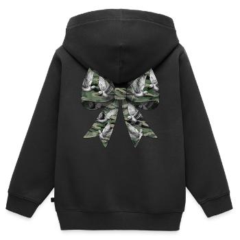 Coquette Bogen Taubenjagd Jäger Camouflage Ribbon - Kinder Premium Organic Zip Hoodie - Schwarz - Hinten - AI Model Kid Male (0cm)