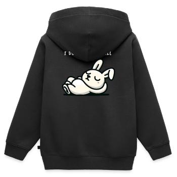 Je ne carotte pas tout lapin détendu - Sweat Premium à capuche zippé enfant bio - noir - Dos - AI Model Kid Male (0cm)