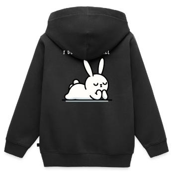 Je ne carotte pas tout lapin détendu - Sweat Premium à capuche zippé enfant bio - noir - Dos - AI Model Kid Male (0cm)