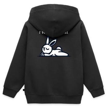 Je ne carotte pas tout lapin détendu - Sweat Premium à capuche zippé enfant bio - noir - Dos - AI Model Kid Male (0cm)
