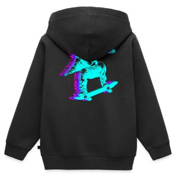 Skateboarder rétro Skateboarder Skateboard - Sweat Premium à capuche zippé enfant bio - noir - Dos - AI Model Kid Male (0cm)