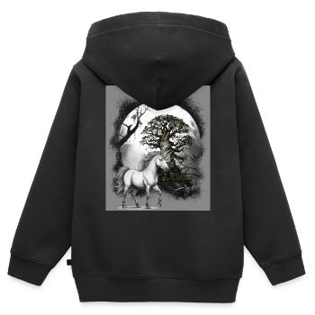 Einhorn Einhörner Pferd - Kinder Premium Organic Zip Hoodie - Schwarz - Hinten - AI Model Kid Male (0cm)