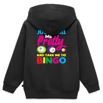 Joueur de bingo Call Me Pretty - Sweat Premium à capuche zippé enfant bio - noir - Dos - AI Model Kid Male (0cm)