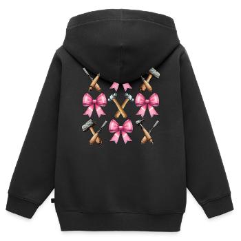 Coquette noeud sculpteur Sculpteur maman ruban - Sweat Premium à capuche zippé enfant bio - noir - Dos - AI Model Kid Male (0cm)