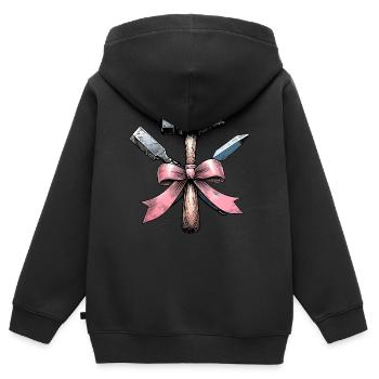 Coquette noeud sculpteur sculpteur maman ruban rose - Sweat Premium à capuche zippé enfant bio - noir - Dos - AI Model Kid Male (0cm)
