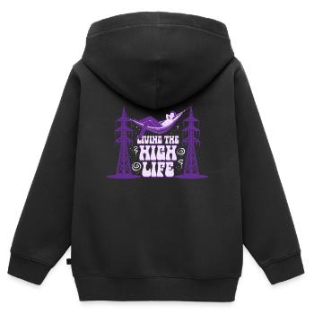 Industriekletterer Living The High Life - Kinder Premium Organic Zip Hoodie - Schwarz - Hinten - AI Model Kid Male (0cm)