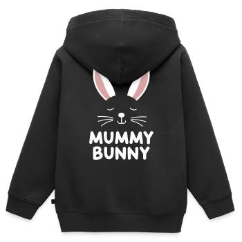 Mummy Bunny Osterdesign für Hasenfans - Kinder Premium Organic Zip Hoodie - Schwarz - Hinten - AI Model Kid Male (0cm)
