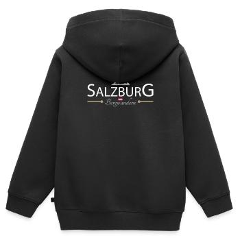 Salzburg Bergwandern - Kinder Premium Organic Zip Hoodie - Schwarz - Hinten - AI Model Kid Male (0cm)