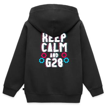 Opérateur de machine de découpe - Sweat Premium à capuche zippé enfant bio - noir - Dos - AI Model Kid Male (0cm)