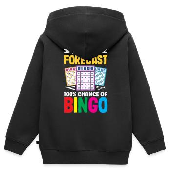 100 % de chances de prédiction de bingo - Sweat Premium à capuche zippé enfant bio - noir - Dos - AI Model Kid Male (0cm)
