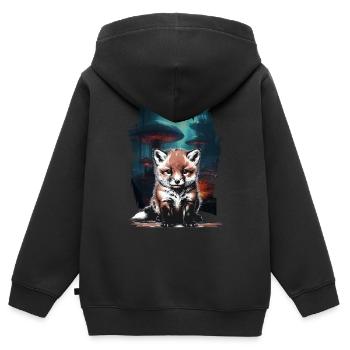 Renard Renards Renarde - Sweat Premium à capuche zippé enfant bio - noir - Dos - AI Model Kid Male (0cm)