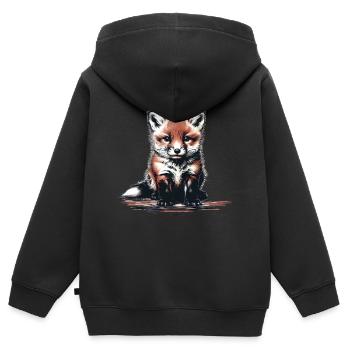 Renard Renards Renarde - Sweat Premium à capuche zippé enfant bio - noir - Dos - AI Model Kid Male (0cm)