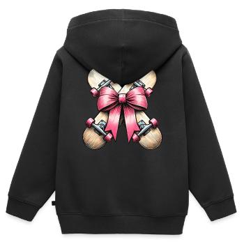 Kokette Bogen Skateboarding Skateboarder Skater - Kinder Premium Organic Zip Hoodie - Schwarz - Hinten - AI Model Kid Male (0cm)