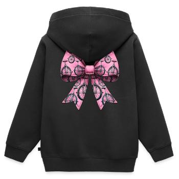 Coquette Bogen Einradfahren Einrad Muster Rosa - Kinder Premium Organic Zip Hoodie - Schwarz - Hinten - AI Model Kid Male (0cm)