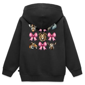Nœud Coquet Zookeeping Zookeeper Ruban Rose - Sweat Premium à capuche zippé enfant bio - noir - Dos - AI Model Kid Male (0cm)
