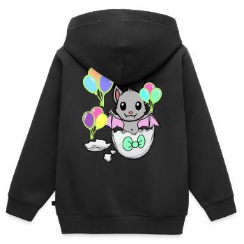 Fledermaus Baby Geburt Kinder Eierschale - Kinder Premium Organic Zip Hoodie - Schwarz - Hinten - AI Model Kid Male (0cm)