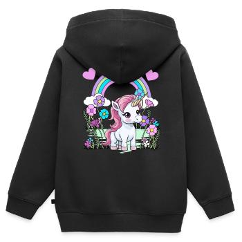 Einhorn Einhörner Fabelwesen Fabeltiere Kind - Kinder Premium Organic Zip Hoodie - Schwarz - Hinten - AI Model Kid Male (0cm)