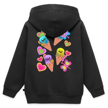 Eis Eiskreme Sommer Kind Kinder - Kinder Premium Organic Zip Hoodie - Schwarz - Hinten - AI Model Kid Male (0cm)