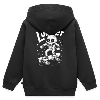 Skater Skeleton Lucifer Devilishly cool on the road - Kids Premium Organic Zip-up Hoodie - black - Back - AI Model Kid Male (0cm)
