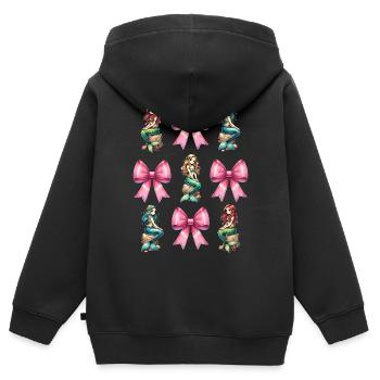 Coquette noeud Sirène Fille Ruban Rose - Sweat Premium à capuche zippé enfant bio - noir - Dos - AI Model Kid Male (0cm)
