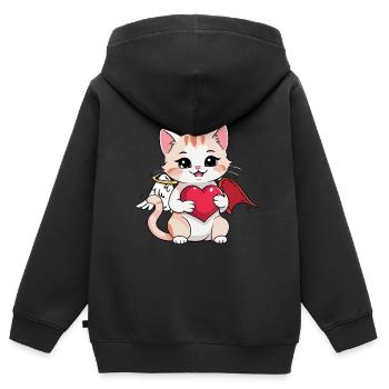 Katze Katzen Engel Teufel okkult spirituell - Kinder Premium Organic Zip Hoodie - Schwarz - Hinten - AI Model Kid Male (0cm)
