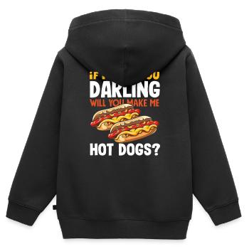 Hot Dog Liebhaber Wenn Ich Dich Darling Nenne - Kinder Premium Organic Zip Hoodie - Schwarz - Hinten - AI Model Kid Male (0cm)