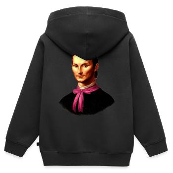 Arc Coquette Machiavel Le Prince Fille - Sweat Premium à capuche zippé enfant bio - noir - Dos - AI Model Kid Male (0cm)