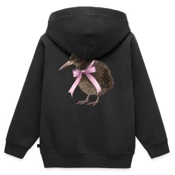 Coquette Bogen Kiwi Vogel Mama Muttertag rosa - Kinder Premium Organic Zip Hoodie - Schwarz - Hinten - AI Model Kid Male (0cm)