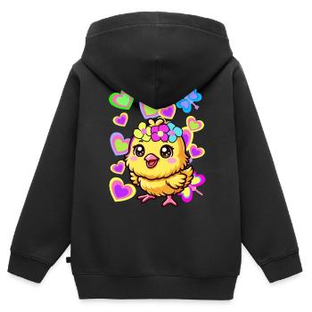 Kinder Kind Baby Küken Ostern Osterfest - Kinder Premium Organic Zip Hoodie - Schwarz - Hinten - AI Model Kid Male (0cm)