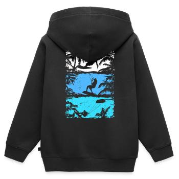 Kitesurfing Silhouette Kitesurfer Kiteboarding - Kinder Premium Organic Zip Hoodie - Schwarz - Hinten - AI Model Kid Male (0cm)
