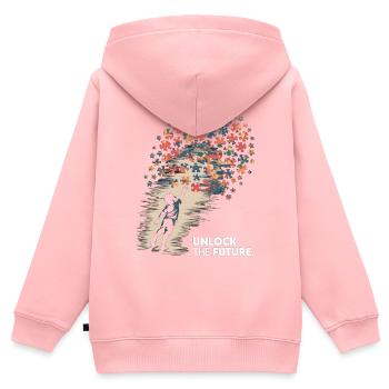 Comprendre l’autisme – Espoir et casse-tête - Sweat Premium à capuche zippé enfant bio - rose - Dos - AI Model Kid Female (0cm)